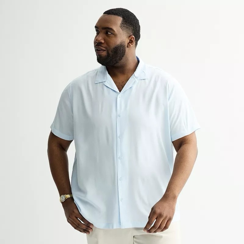Big & Tall Apt. 9® Short Sleeve Rayon Camp Collar Shirt, Men's